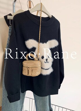 适用法国Rixho Rane 小众高颜法式浣熊绒套头毛衣慵懒风小个子