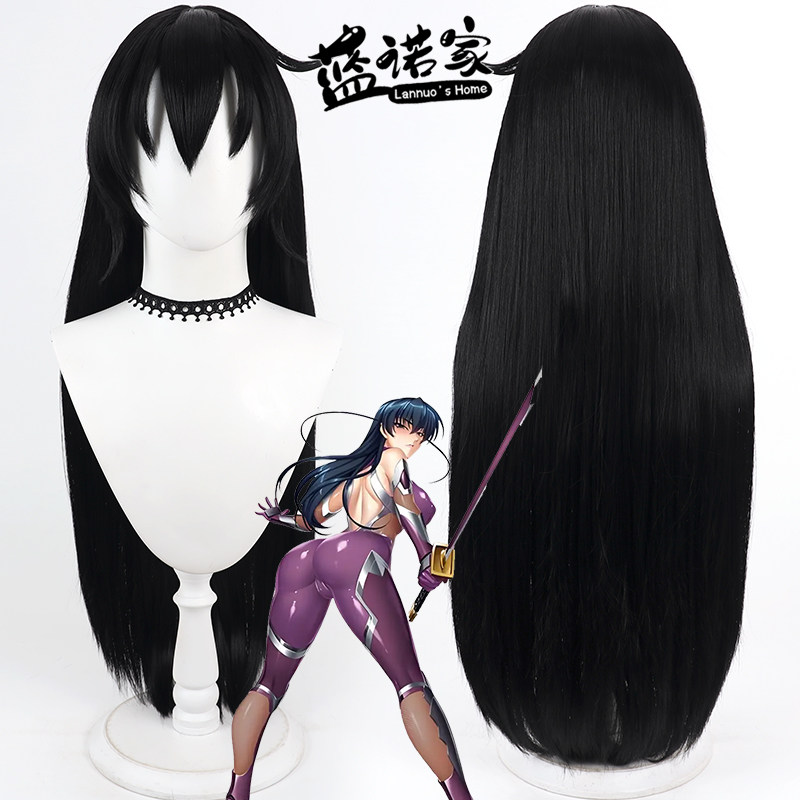 【云容】对魔忍阿莎姬 井河阿莎姬cos假发 仿真头皮 黑色长直发