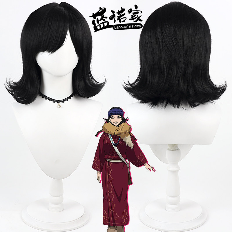 【云容】黄金神威 茵卡拉玛cos假发 仿真头皮 黑色自然反翘