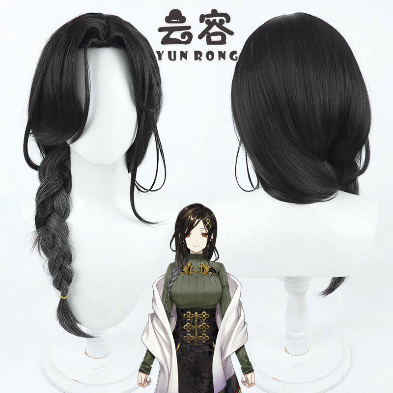 【云容】虚拟偶像vtuber白雪巴cos假发黑色渐变彩虹社麻花辫