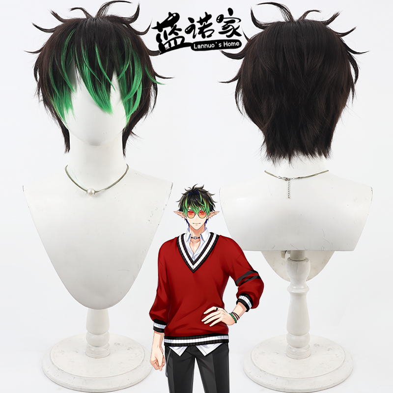 【云容】虚拟Vtuber主播 花畑嘉依卡cos假发 黑色打毛发根