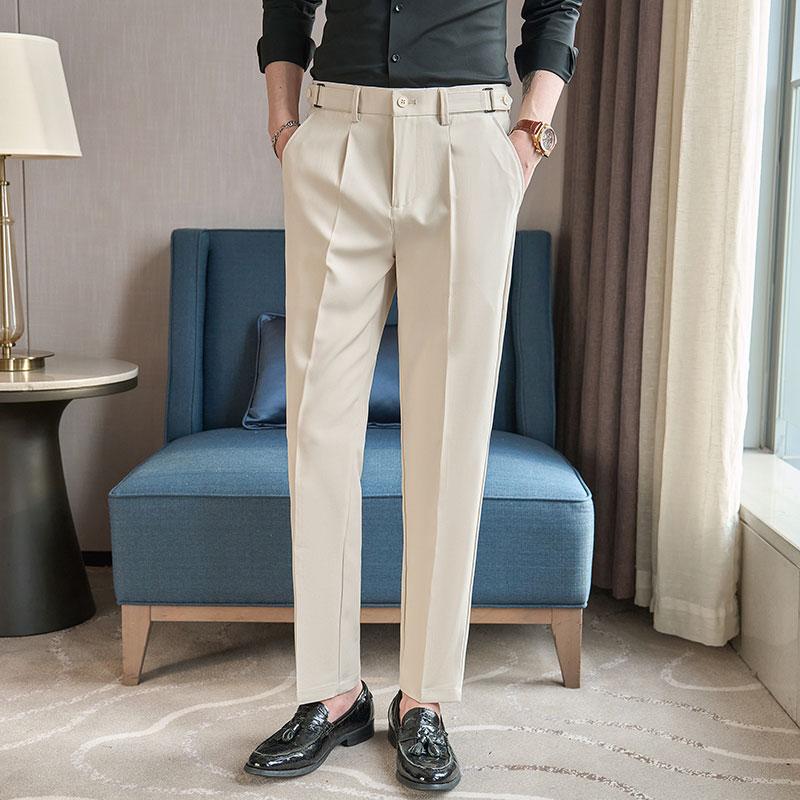 新款潮牌男士西裤春秋款修身小脚
