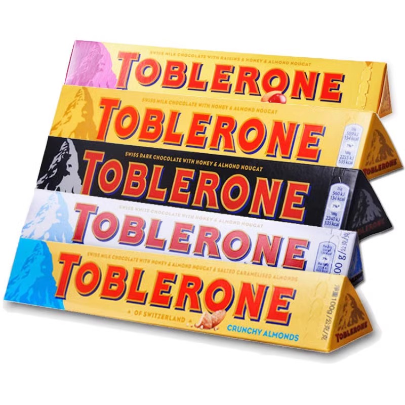 亿滋Toblerone三角巧克力牛奶/黑巧含蜂蜜巴旦木进口零食送女友