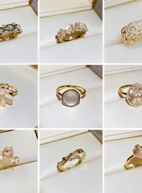 真金电镀淡水珍珠玫瑰开口戒指