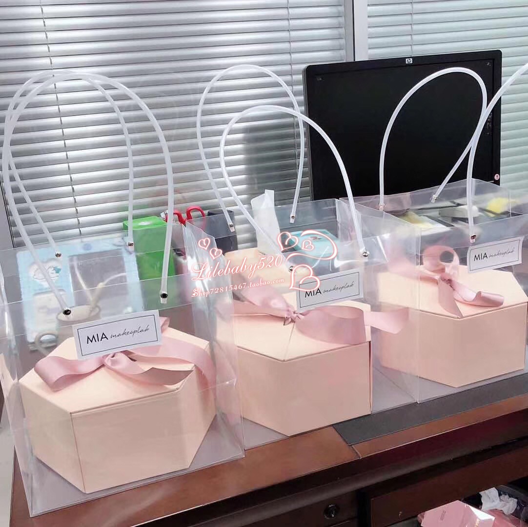 透明牛轧糖蛋黄酥月饼包装袋糖果凤梨酥手提袋甜品蛋糕鲜花手提袋