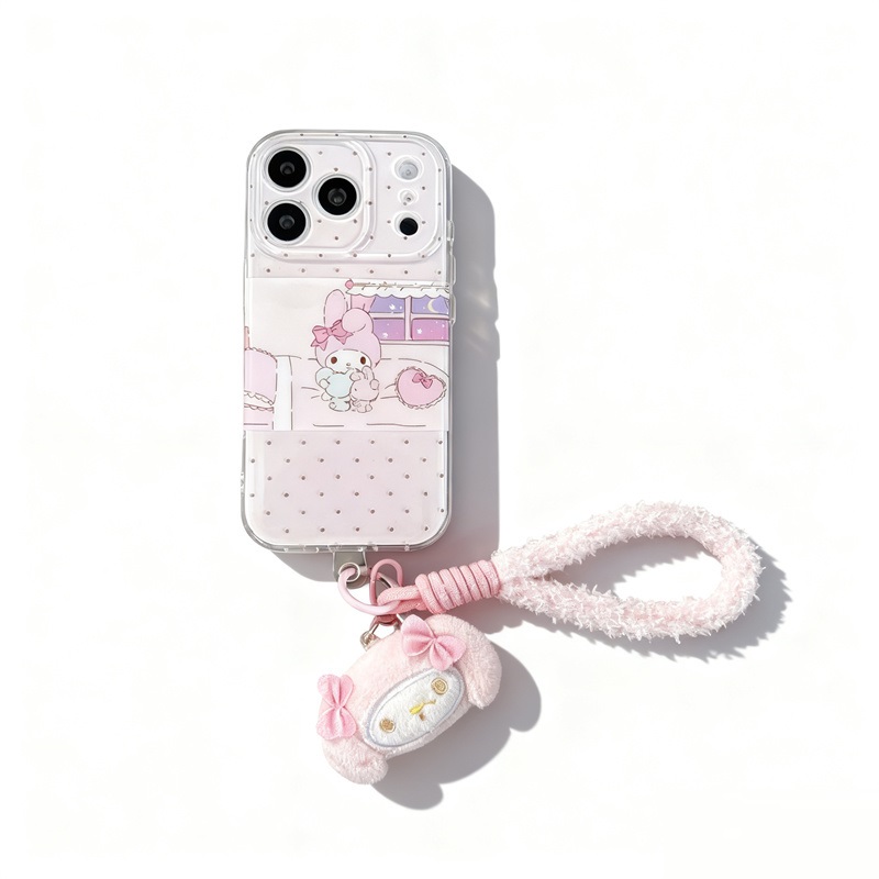 简约派适用米菲兔波点苹果17ProMax手机壳iPhone16Pro小众少女心15简约14pr清新卡通高级感女挂绳可爱全包子