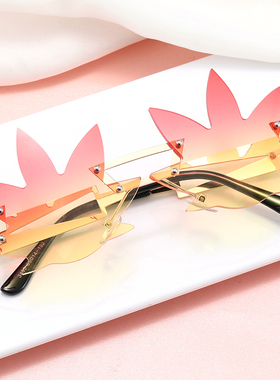 韩版个性超大框树叶百搭街拍