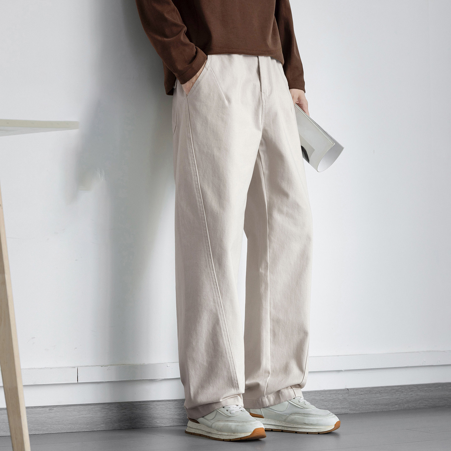 高品质纯棉直筒休闲裤男2026春夏新款美式潮流纯色宽松百搭长裤子