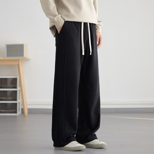 高级感绵羊毛混纺卫裤男加厚保暖裤子冬季新款宽松百搭直筒休闲裤