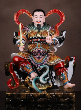玄天上帝神像佛像汉白玉真武大帝北帝公荡魔天尊玄武大帝供奉摆件