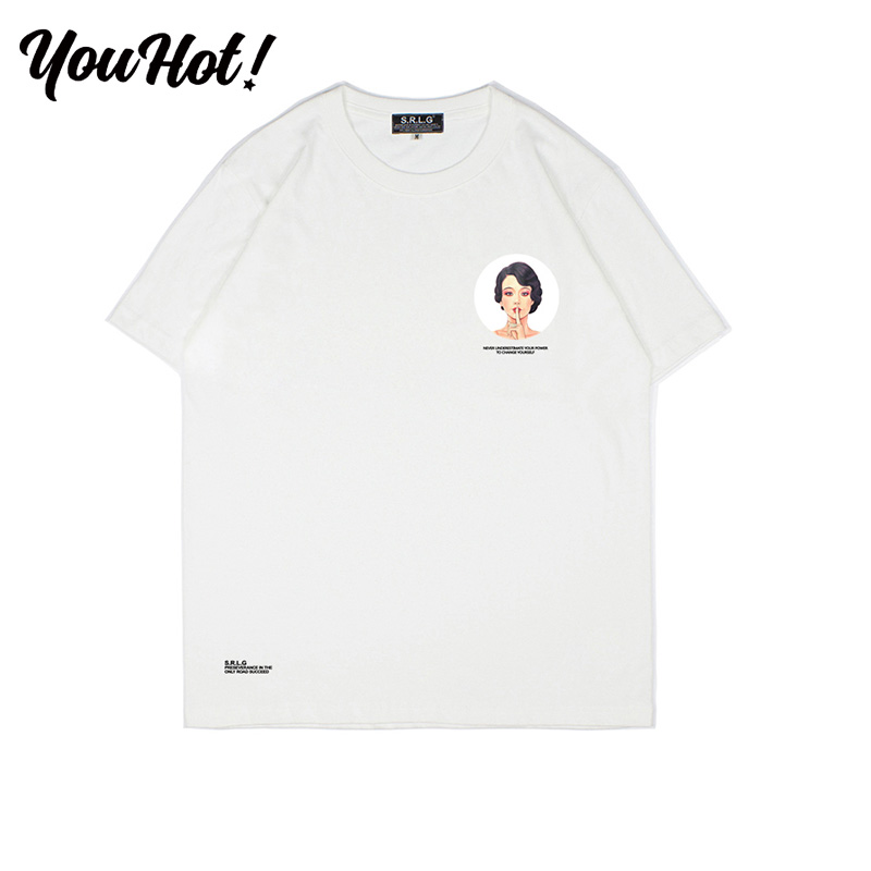 S.R.L.G 2018SS Ô´´Éè¼Æ³±ÅƶÌÐäTÐôÈËÏñÓ¡»¨ºÚ°×Çé°ٴîTEE