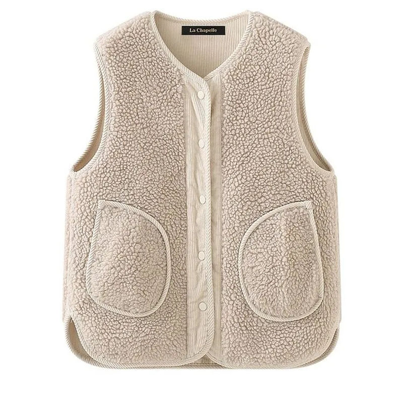 2024新款秋冬外穿羊羔毛绒马甲时尚背心女灯芯绒宽松休闲正反两穿