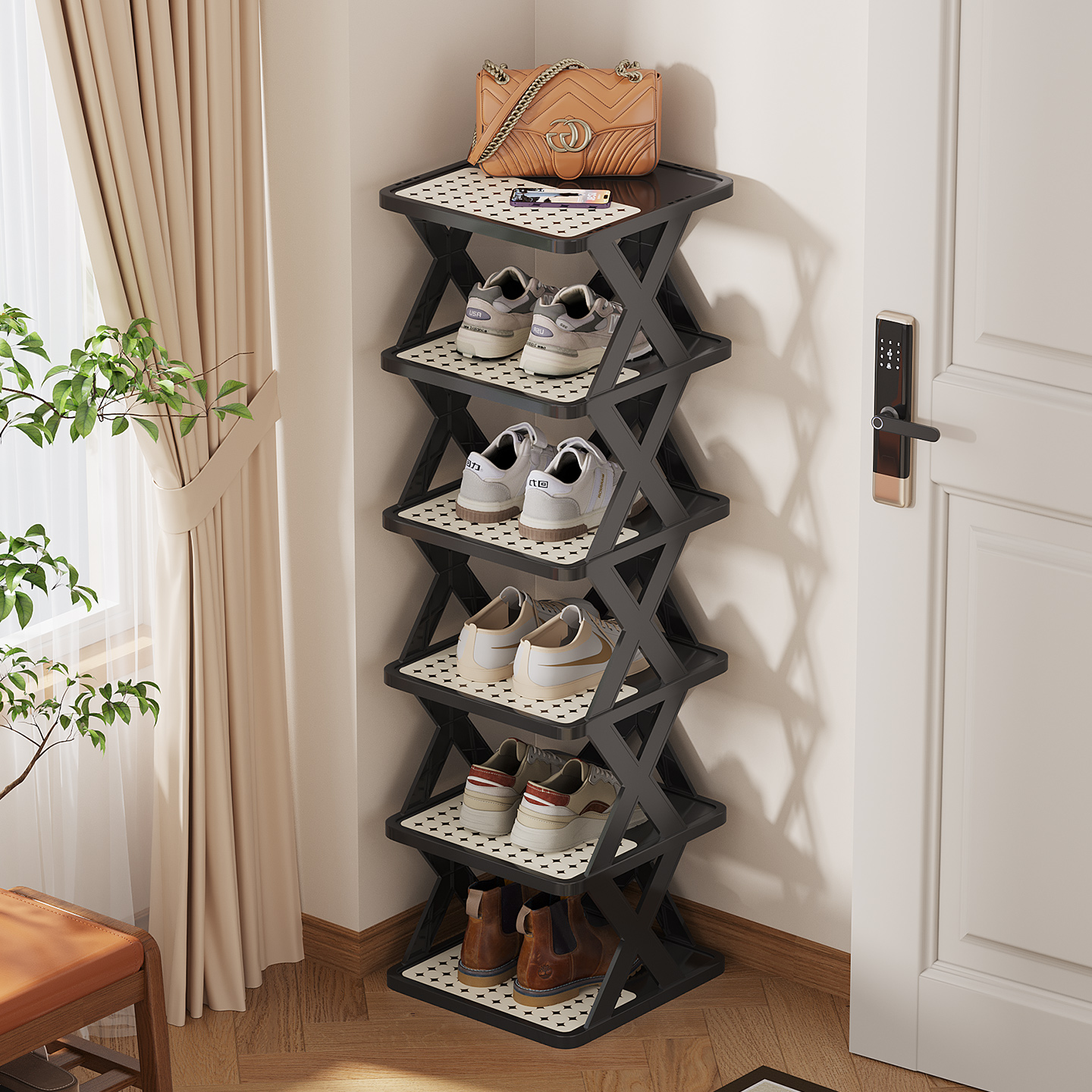 小窄不占地！中古风鞋架