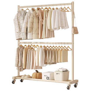 儿童晾衣架落地家用卧室内晒挂架子双杆式阳台置物架简易衣帽架子