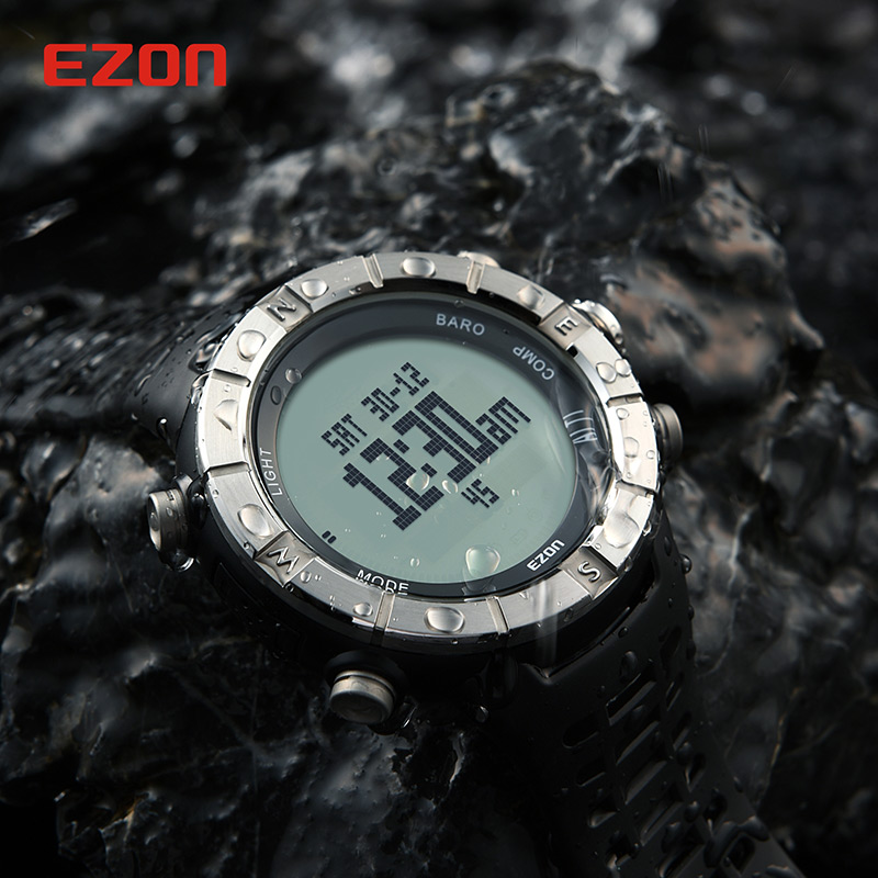 EZON宜準戶外多功能登山表運動電子手表男海拔指南針防水腕表H001