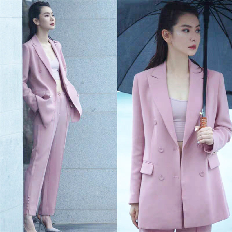 明星同款大码春夏新款休闲西服套装女胖MM气质显瘦西装裤子两件套