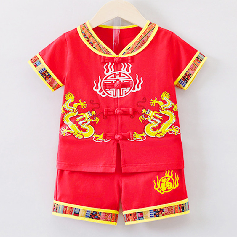 纯棉男宝宝周岁抓周服婴幼儿生日送礼女小童百天高端唐装中国风夏