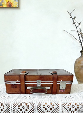 老上海老式手提箱旧皮箱复古家居陈列摄影道具箱子民国怀旧老物件
