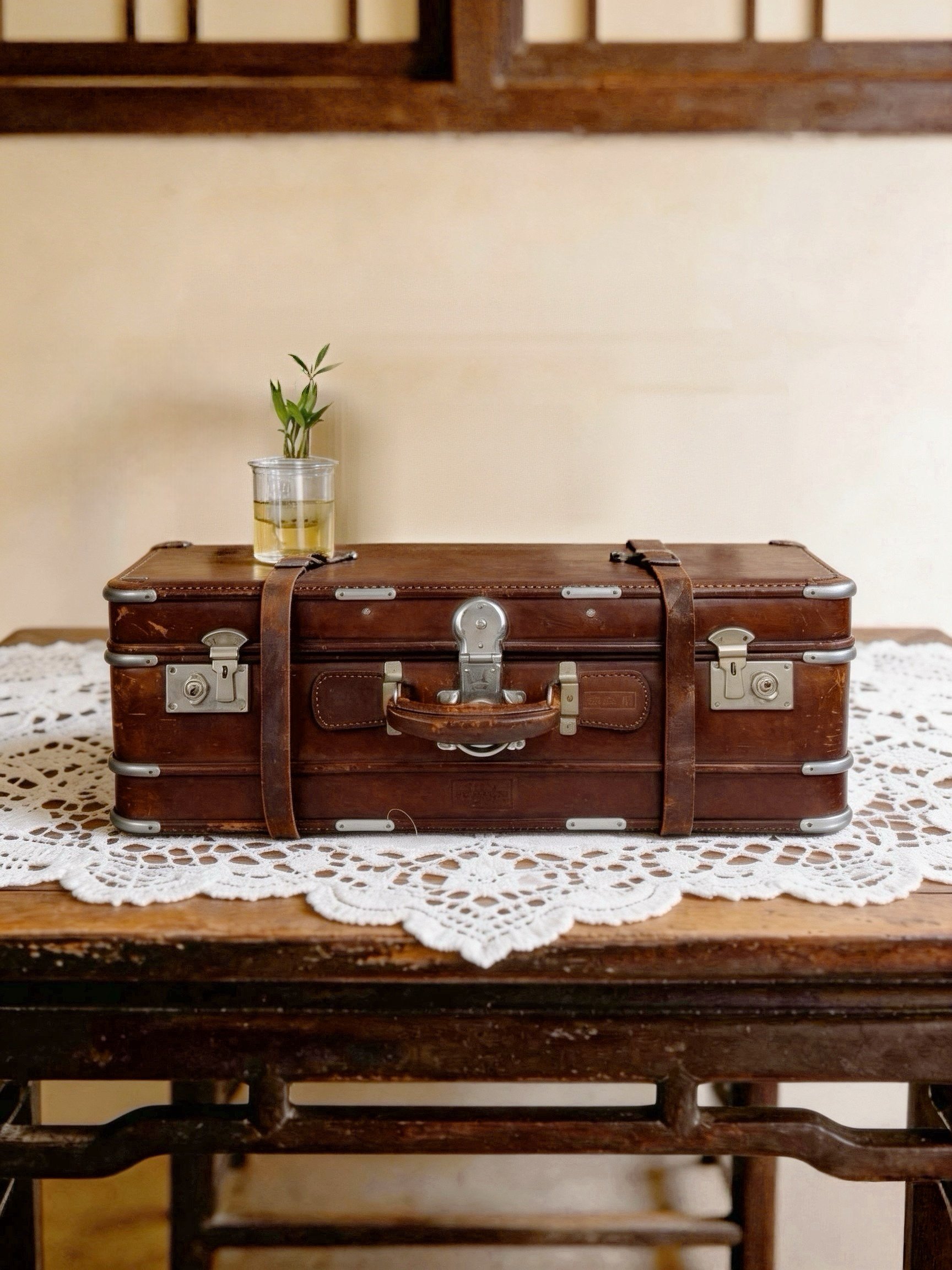 民国老皮箱复古vintage装饰老上海古董旅行箱怀旧老物件空间陈设