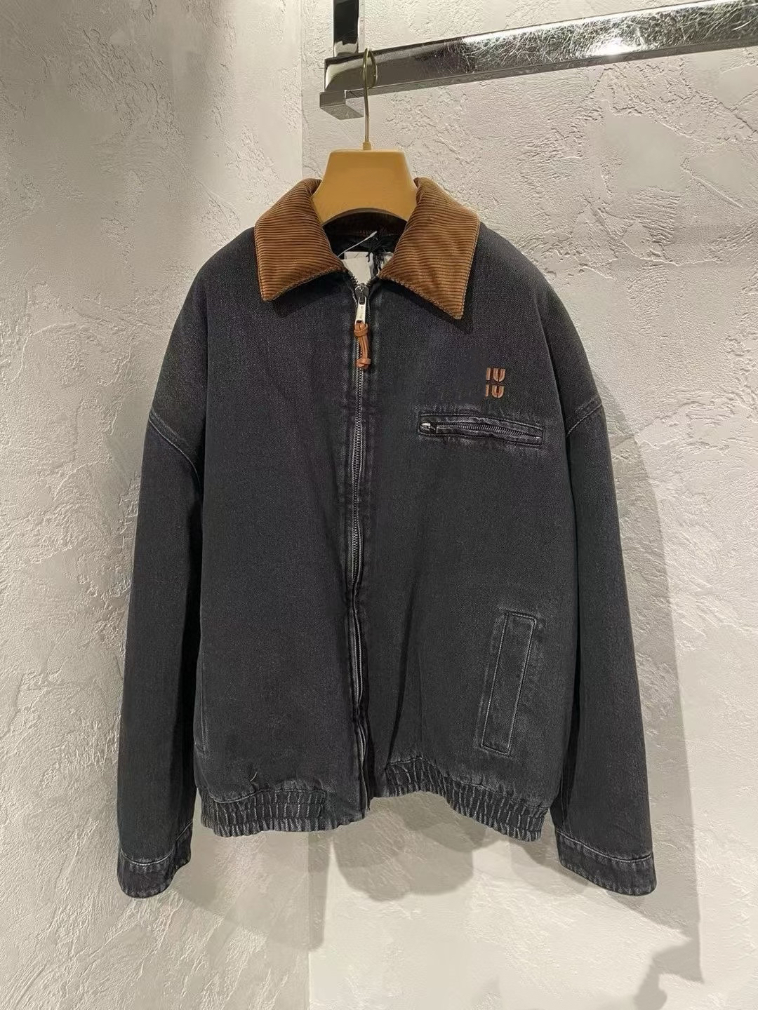 潮牌灯芯绒翻领牛仔棉服外套男女同款25秋冬宽松休闲百搭夹克上衣