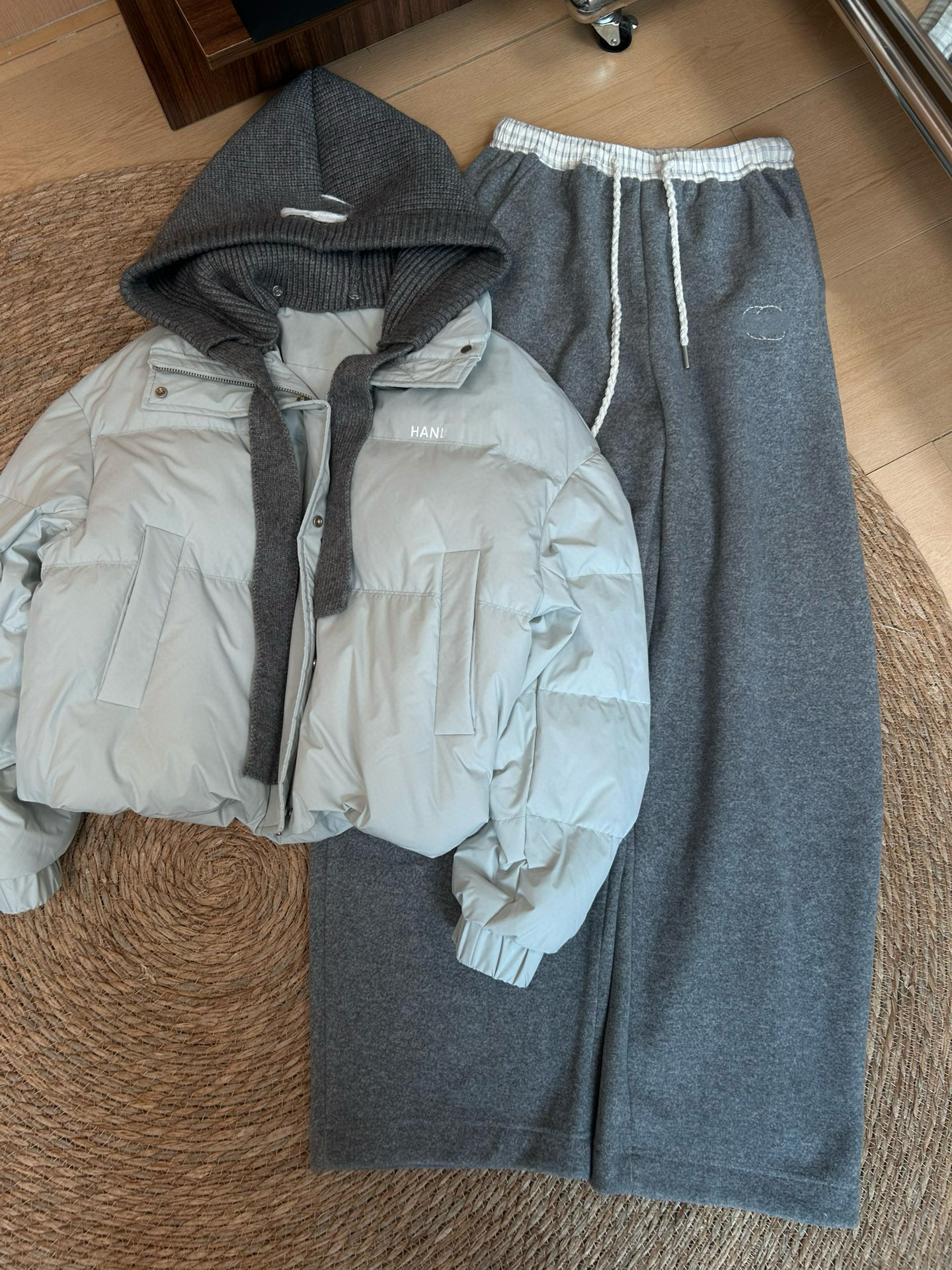 小香风可卸针织连帽羽绒服外套女秋冬短款羽绒面包服宽松休闲外套