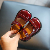 黑色小童单鞋 女童红色皮鞋 女宝宝春秋软底学步鞋 3岁女孩公主鞋