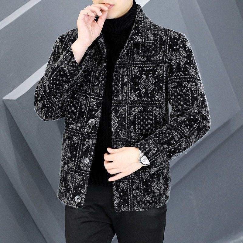 新款秋冬季商务休闲西服外套男秋冬款中年男士高档夹克衫韩版加绒