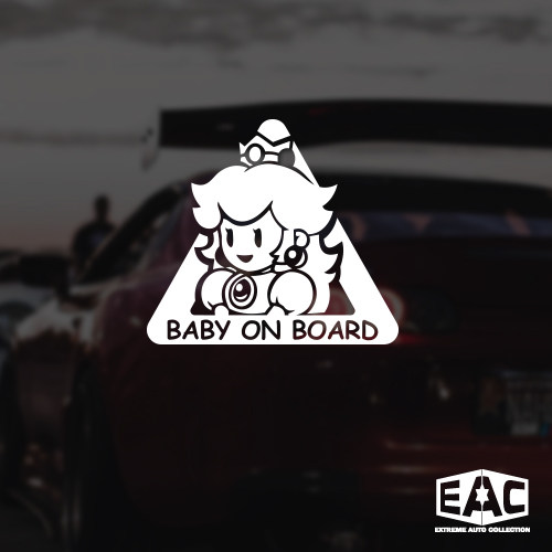 超级玛丽马里奥碧琪公主baby on board车贴汽车后窗警示汽车贴纸