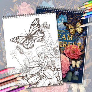 绘画本子着色休闲成人填色本创意着色解压涂色书画画涂鸦DIY绘画