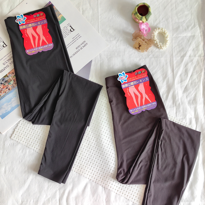 日本超薄皮肤裤高弹瑜伽打底裤速干透气运动裸感外贸无痕黑色夏季
