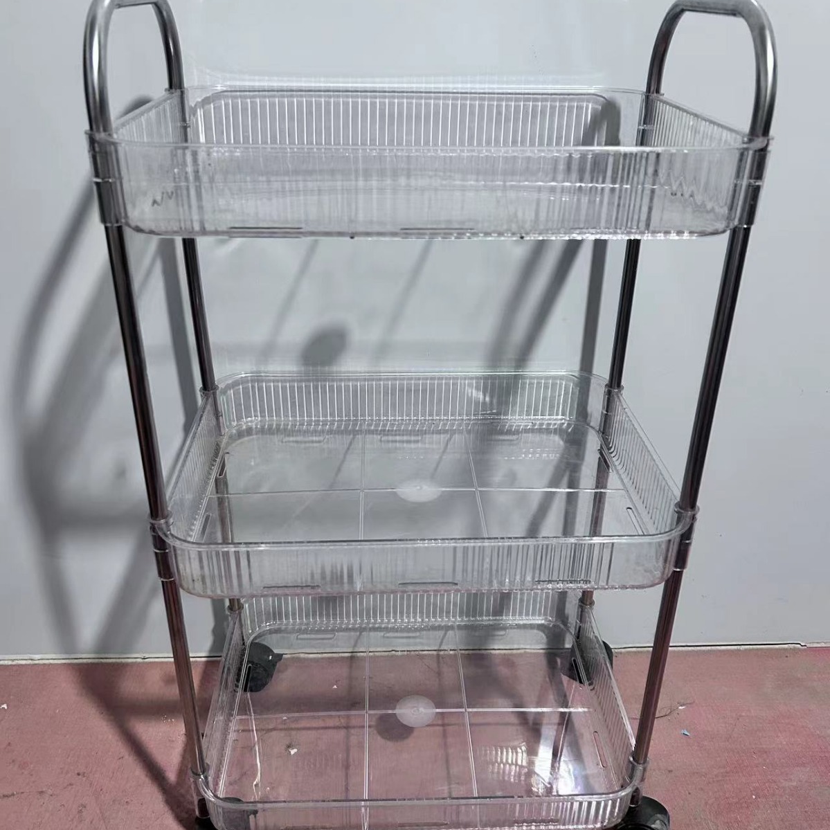 亚克力零食小推车置物架落地移动浴室卫生间收纳盒多层化妆品柜子