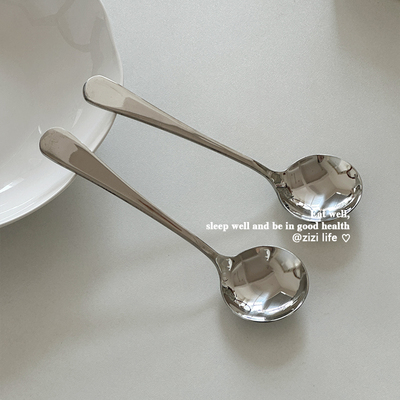 简约304不锈钢餐厅长柄圆勺