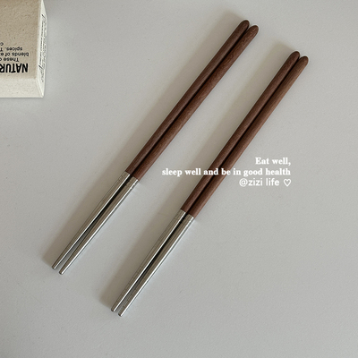 中式简约手柄家用ins风餐具原木