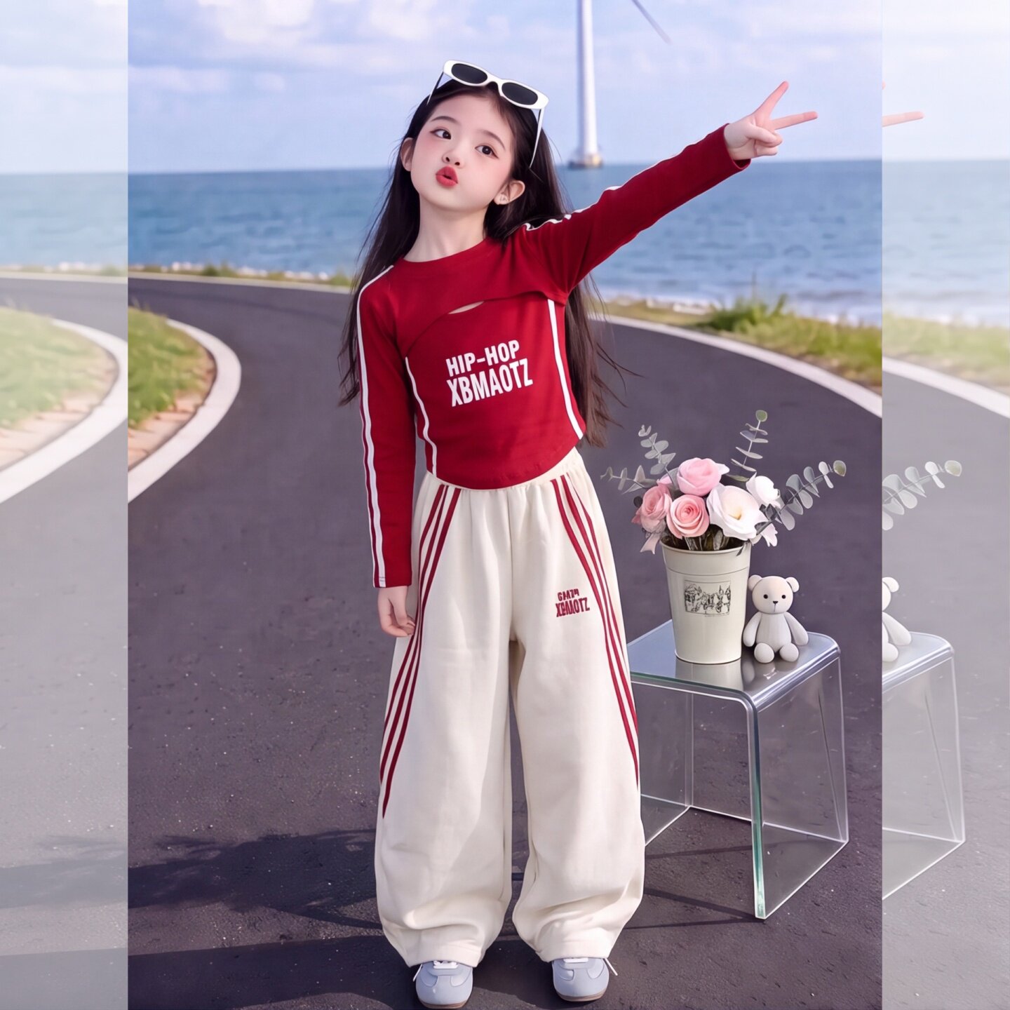 女童运动装套装2026年儿童拉条打