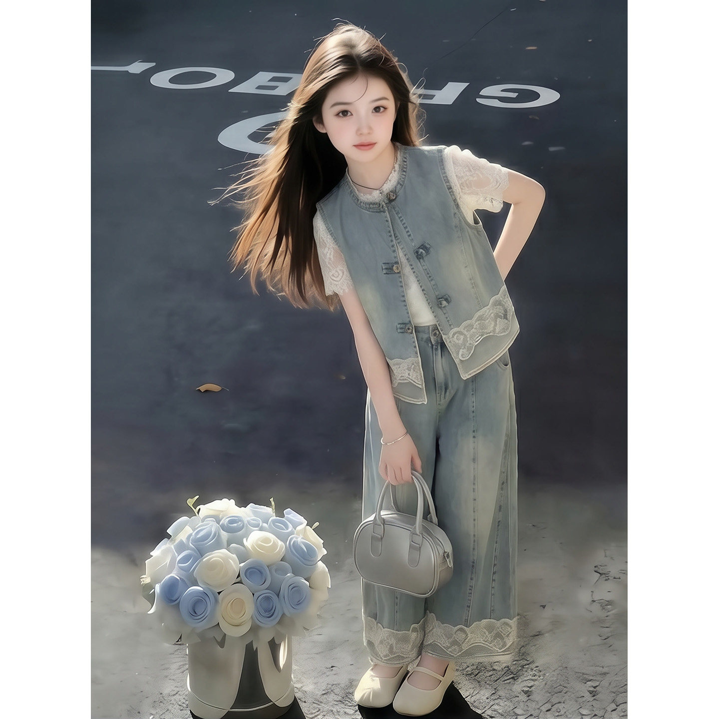 女童夏季牛仔套装2026新款儿童