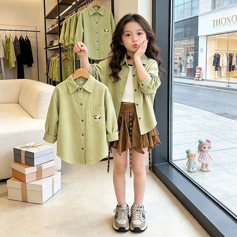 女童休闲格子衬衫外穿春秋2026新款儿童春装大童时髦外套女孩上衣