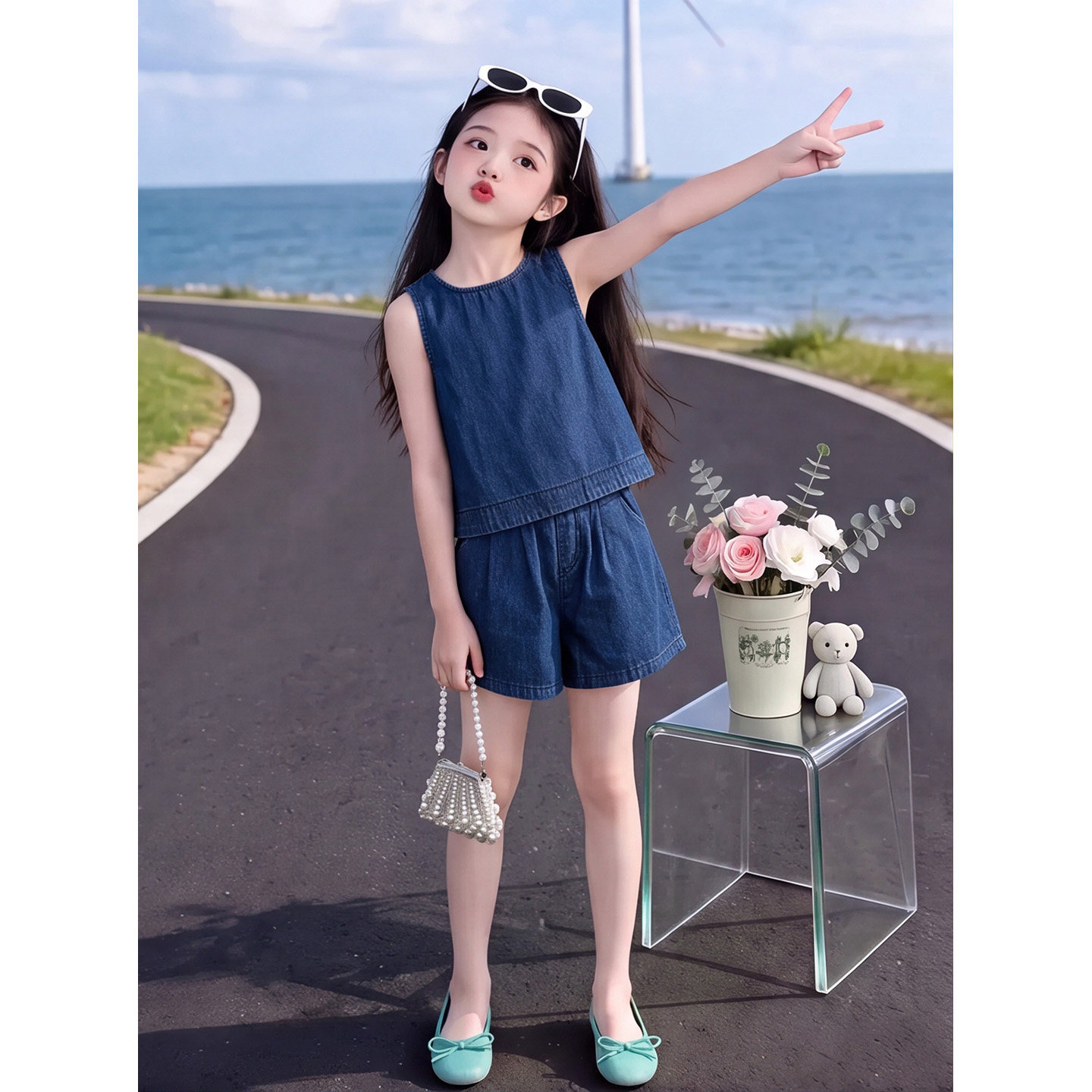 女童巨好看夏天套装2026新款中大