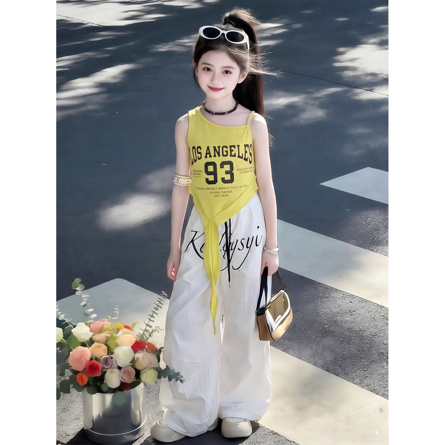 女童吊带背心2026新款夏季外穿儿童纯棉夏薄款超好看女孩套装上衣