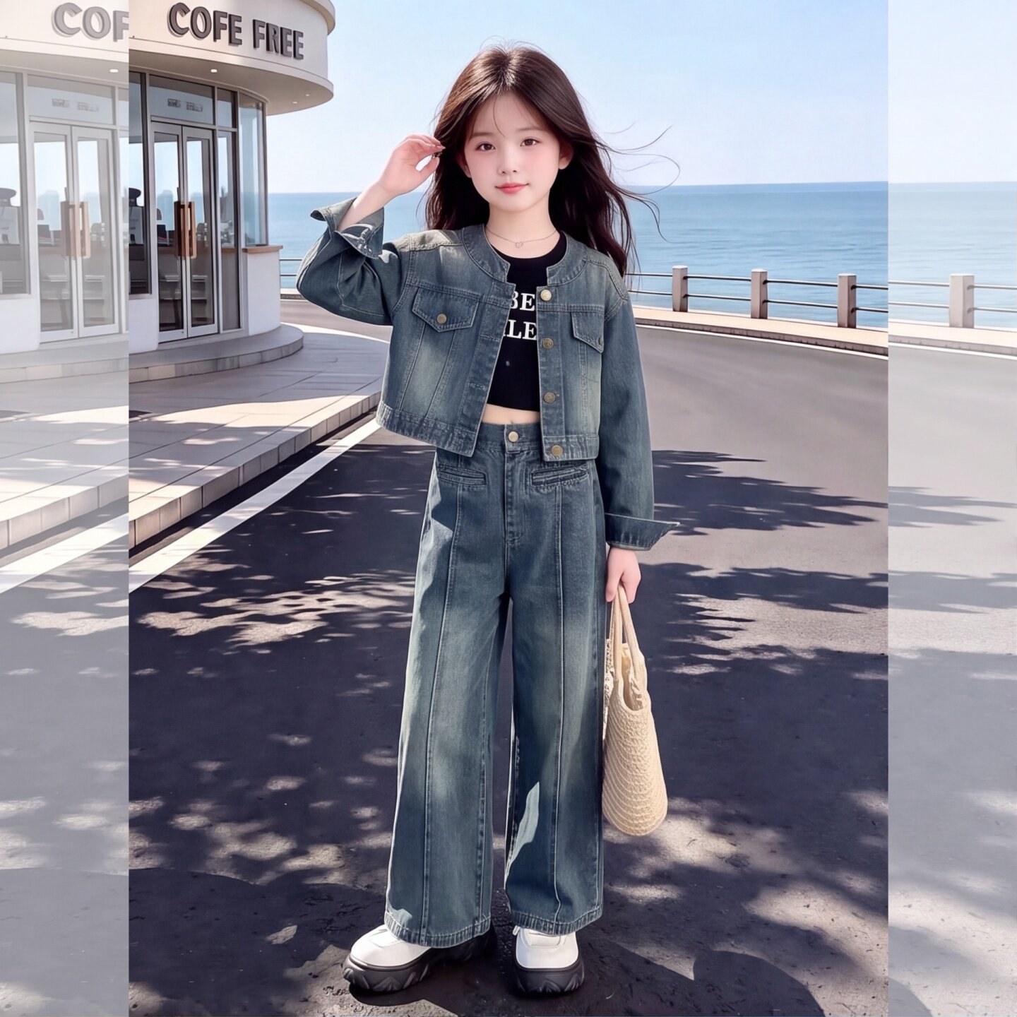 女童秋装牛仔套装2026新款洋气潮