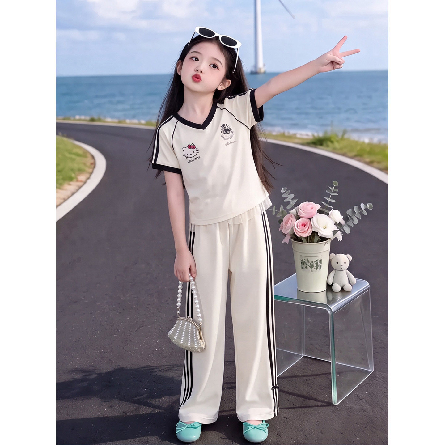 女童夏套装中大童休闲运动风两件