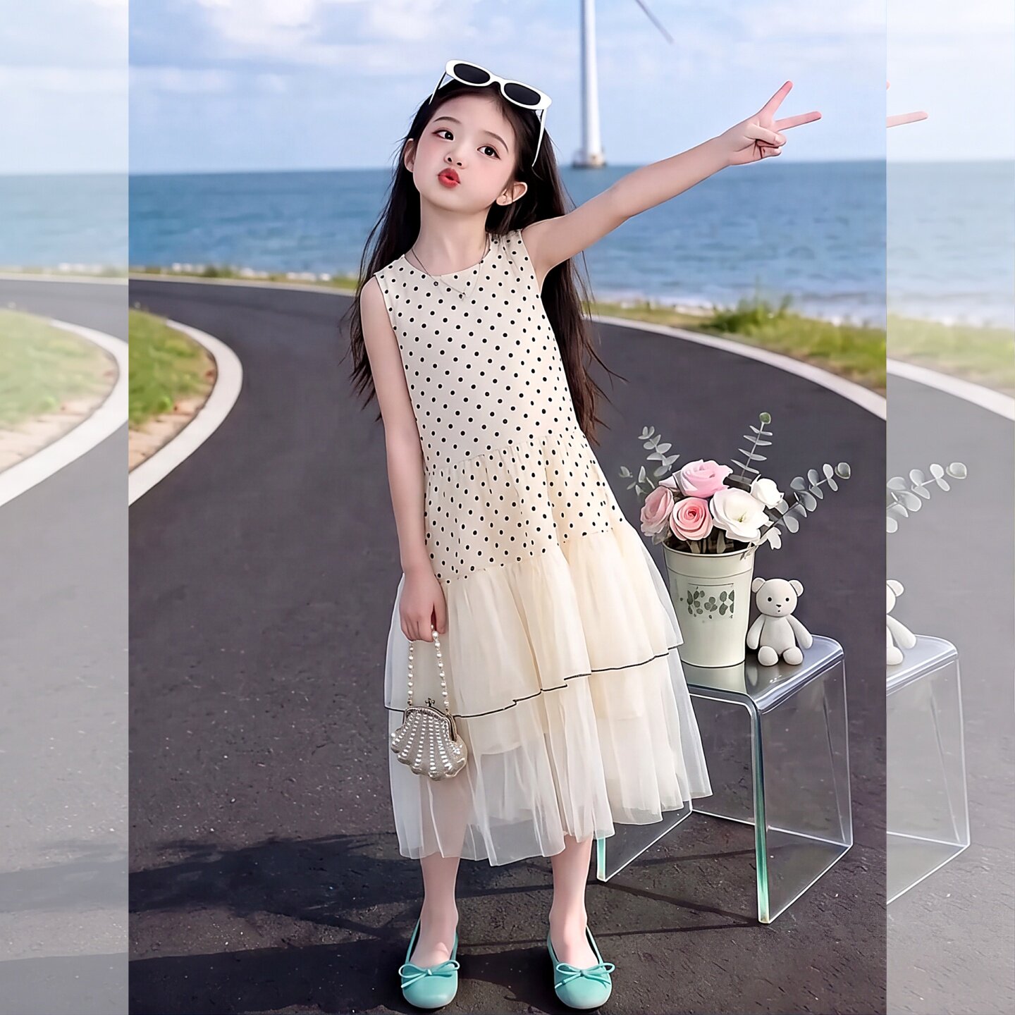 女童独特漂亮无袖连衣裙2026新款