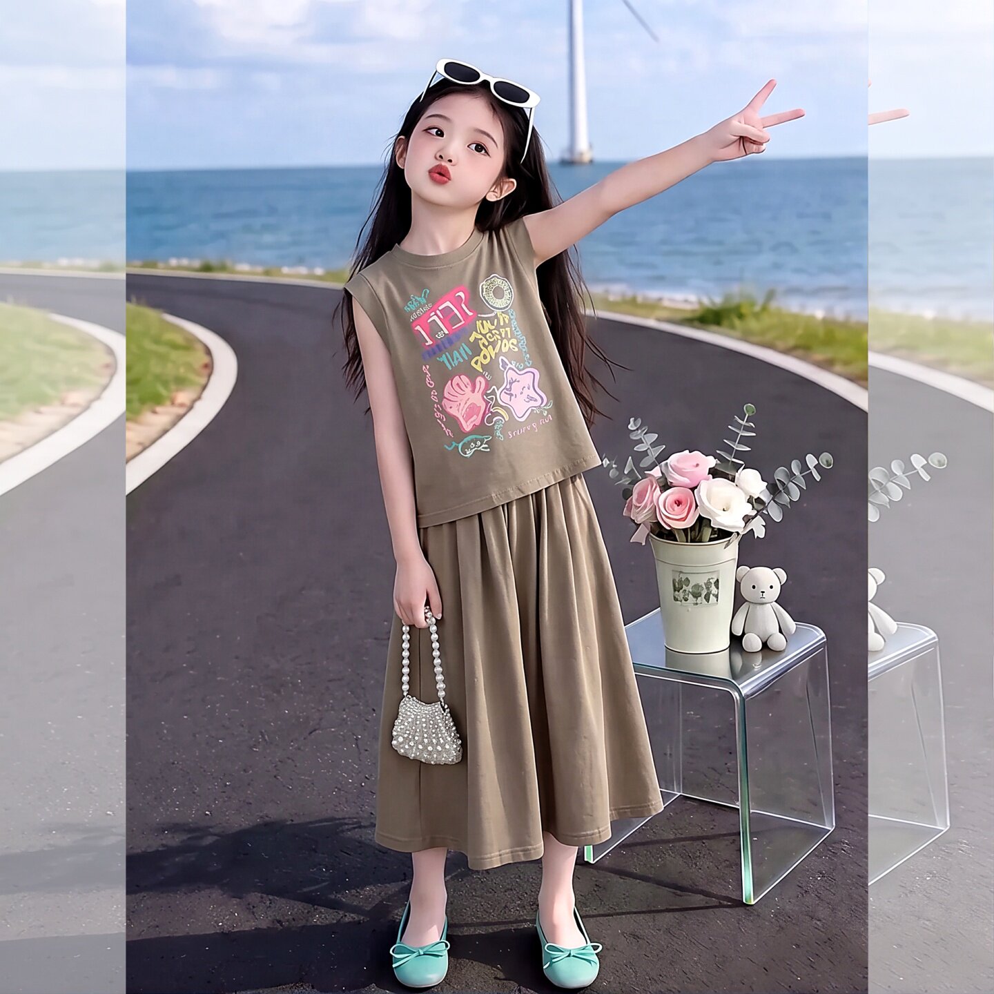 女童韩版套装夏季2026新款儿童涂