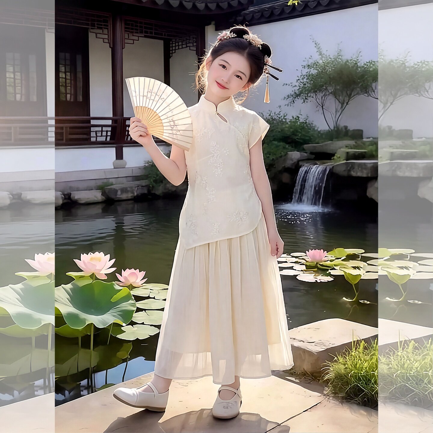女童国风连衣裙夏季薄款旗袍长裙