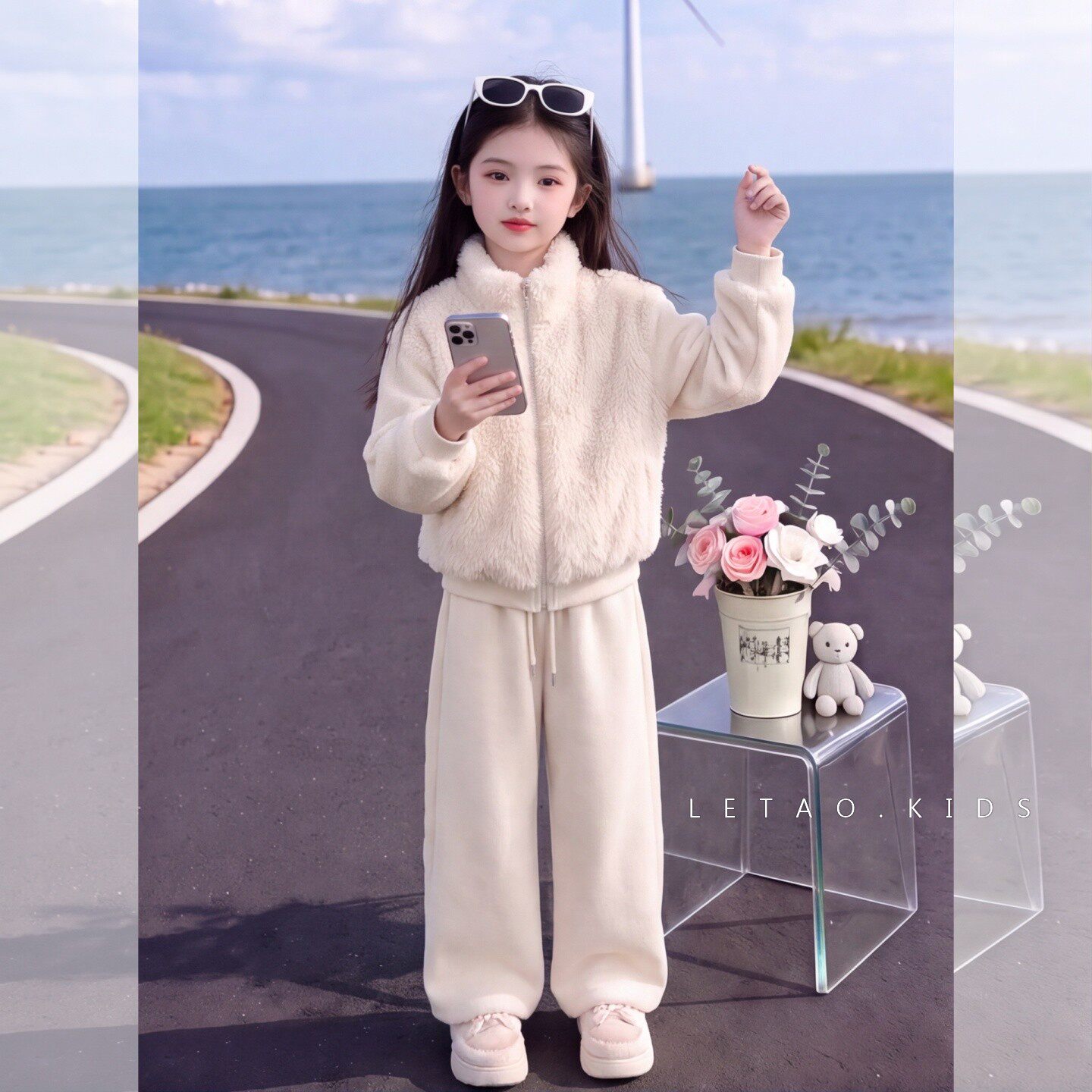 女童冬季仿皮草巨好看套装韩版中
