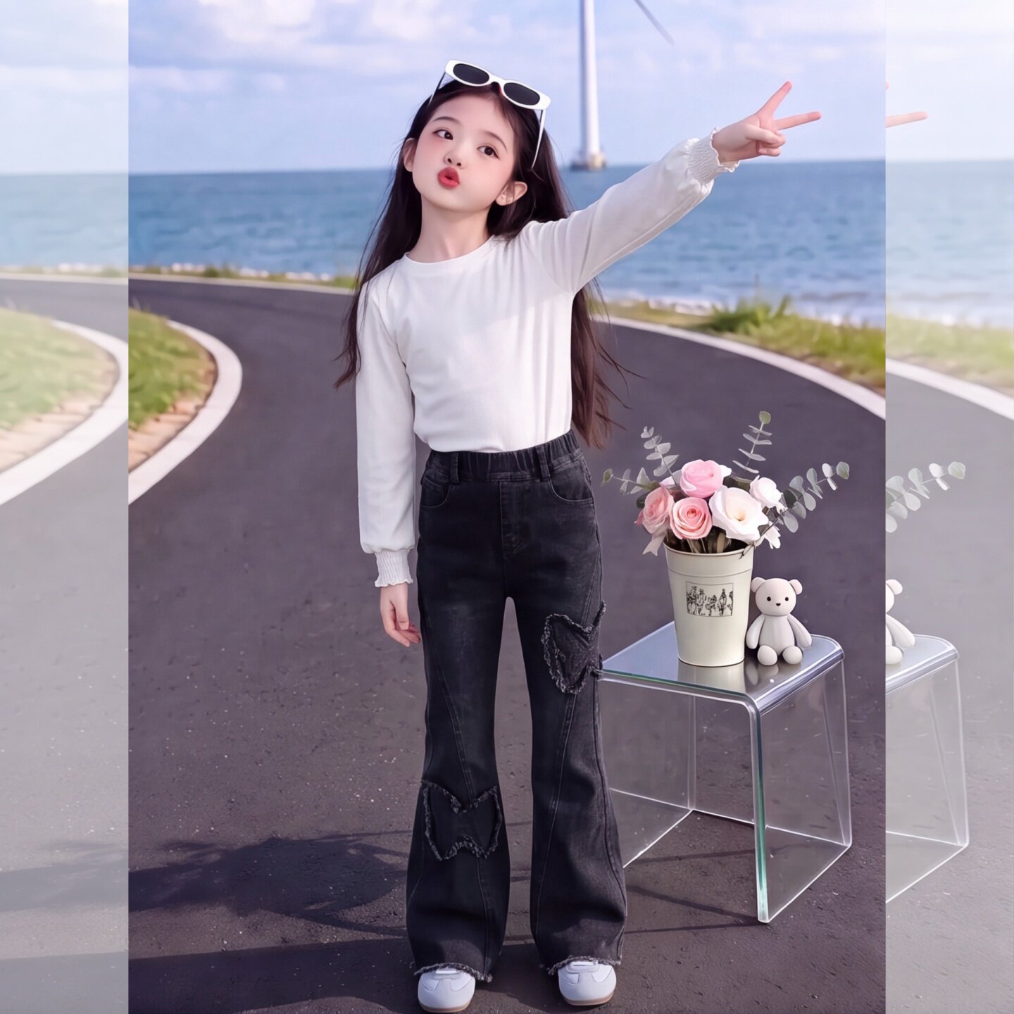 女童喇叭裤秋季款2026新款儿童牛