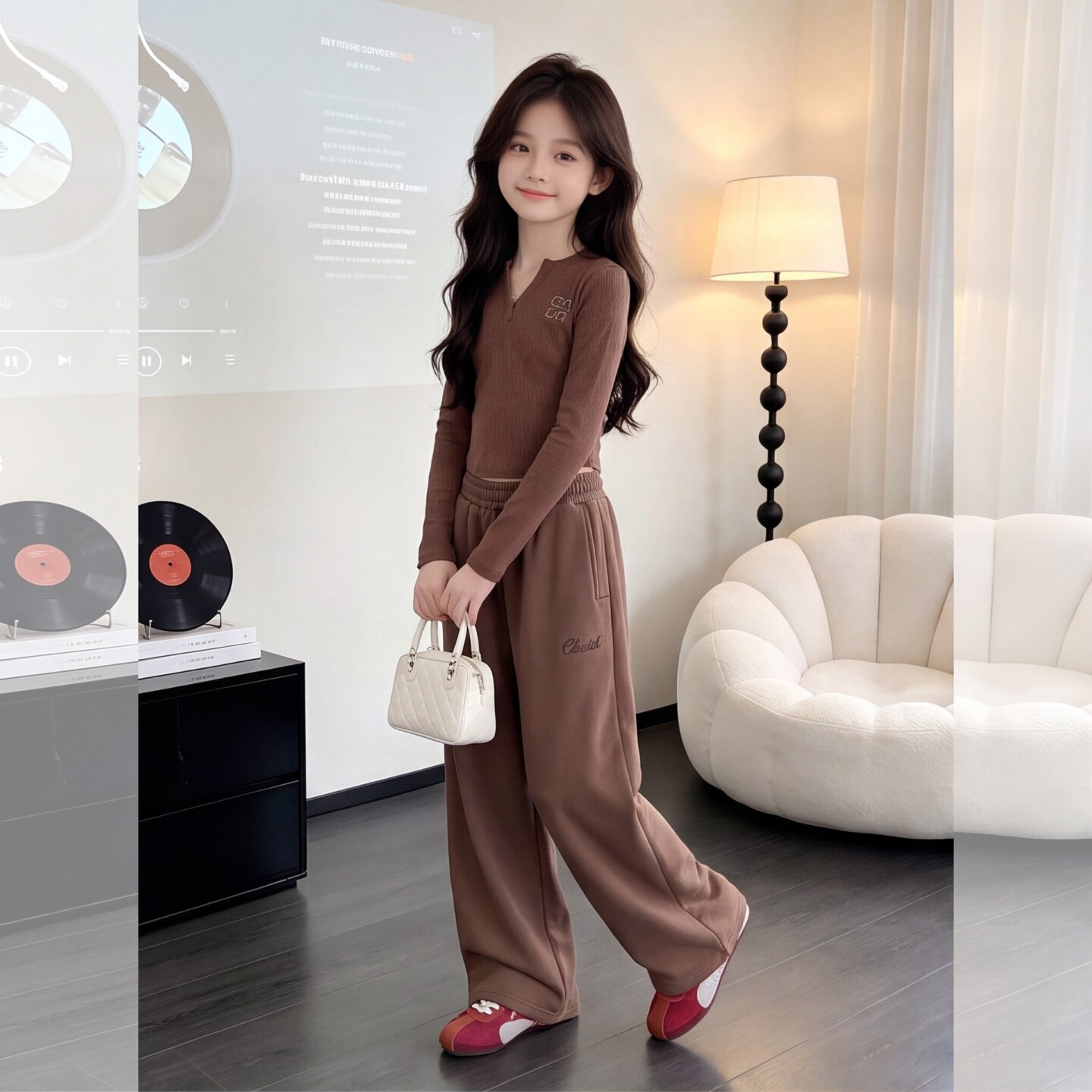 女童韩版辣妹风阔腿裤套装秋季款