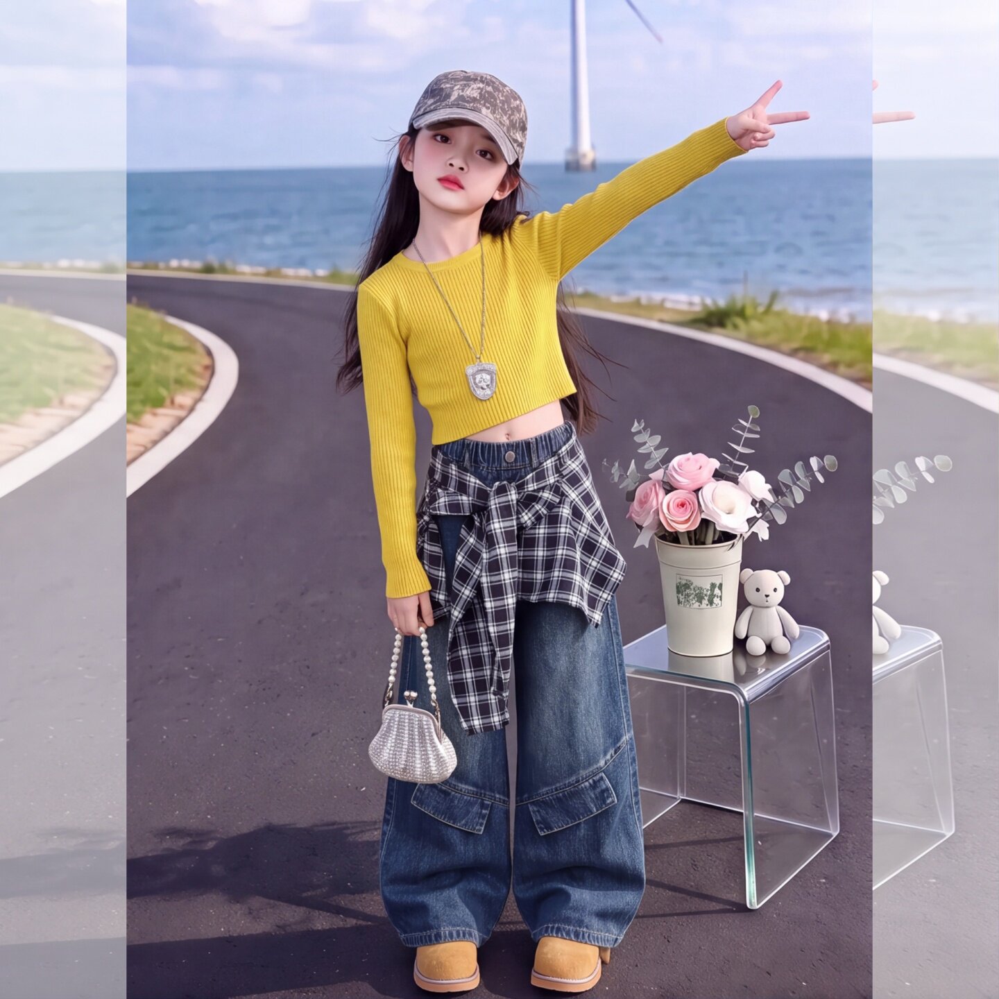 女童牛仔裤秋季2026新款洋气中大