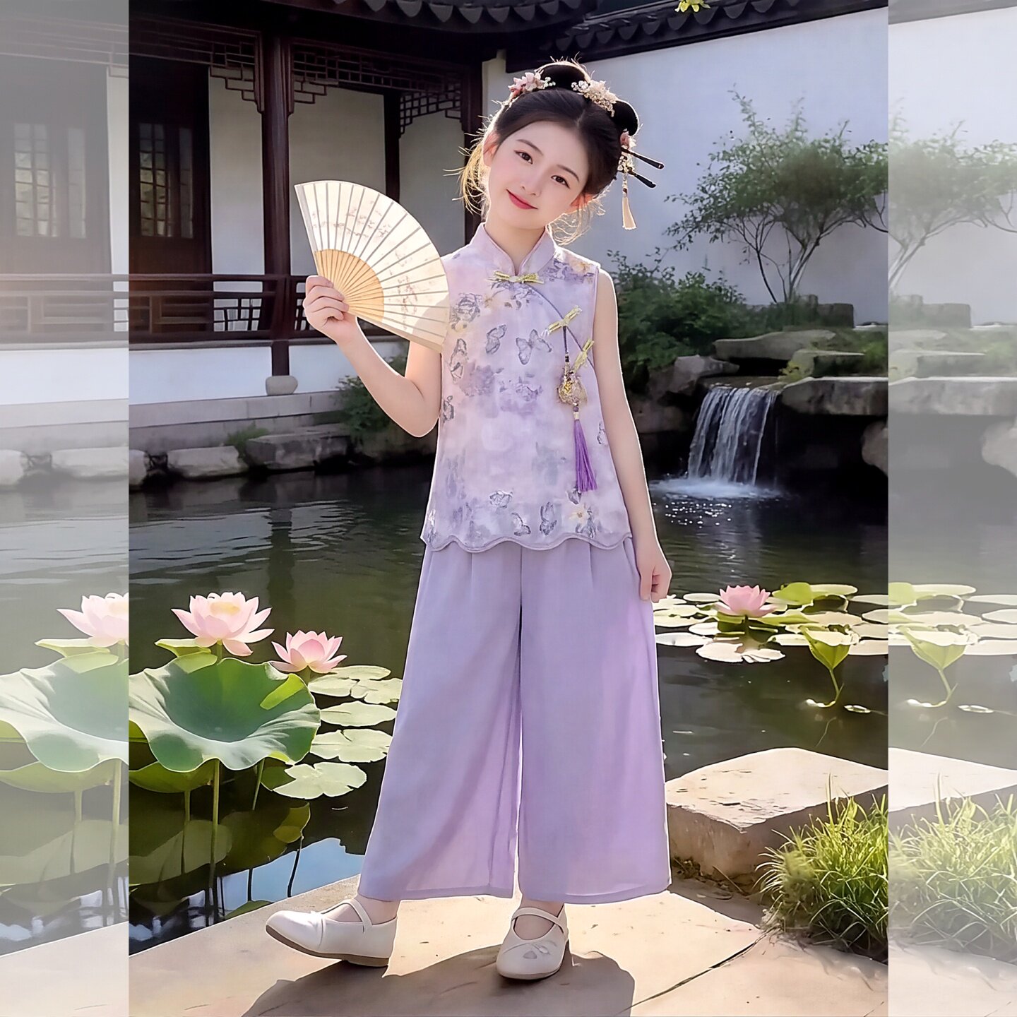 女童旗袍套装洋气国风套装女童套