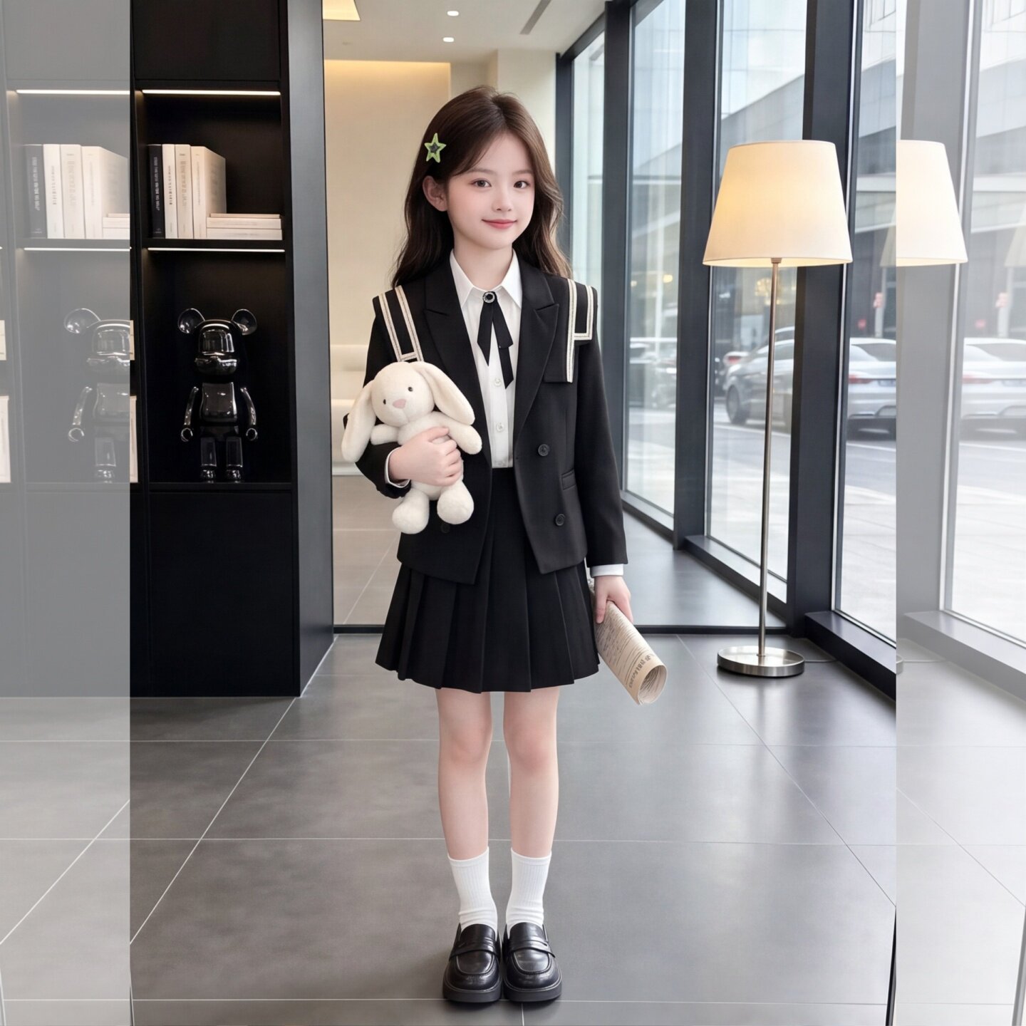 女童春秋JK学院风百褶裙三件套