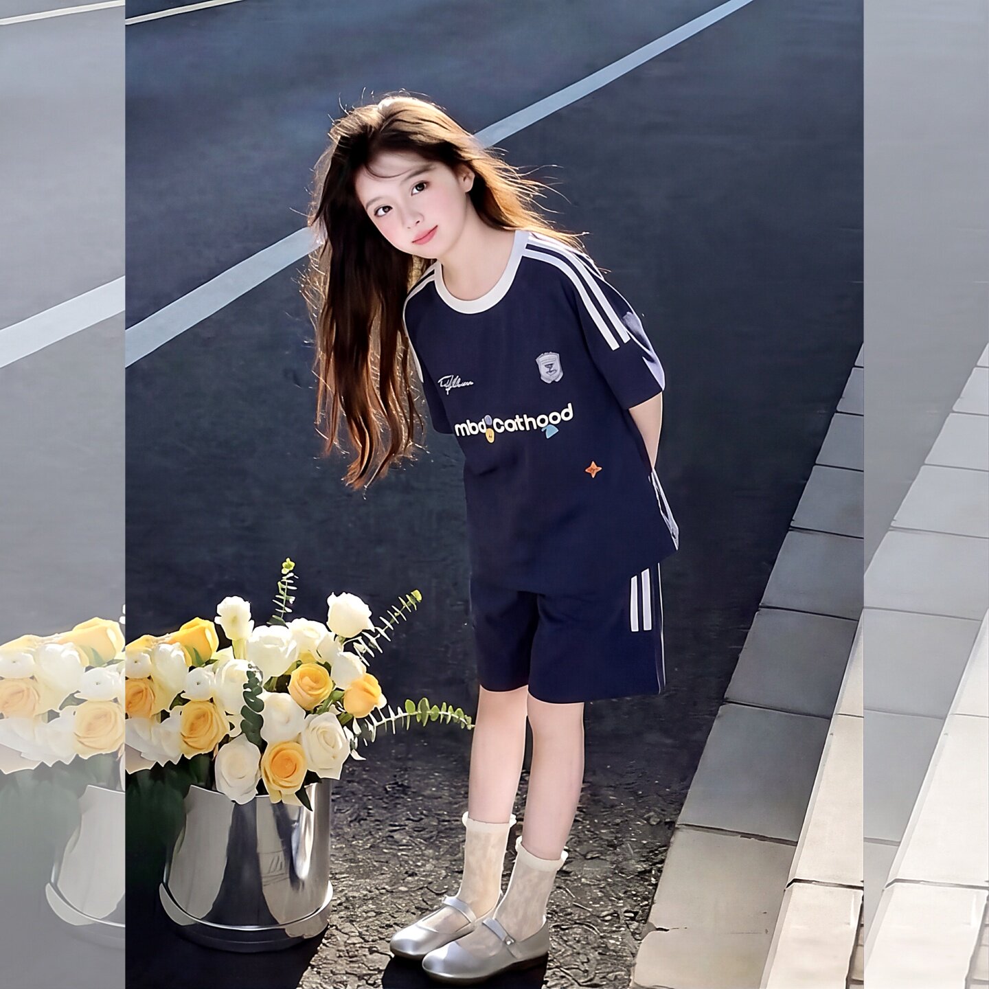 女童套装夏季2026新款中大童韩系休闲运动套装洋气炸街薄款两件套